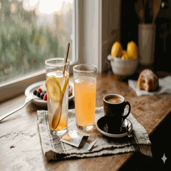 Morning keto ritual: warm water with pink salt and lemon, black coffee