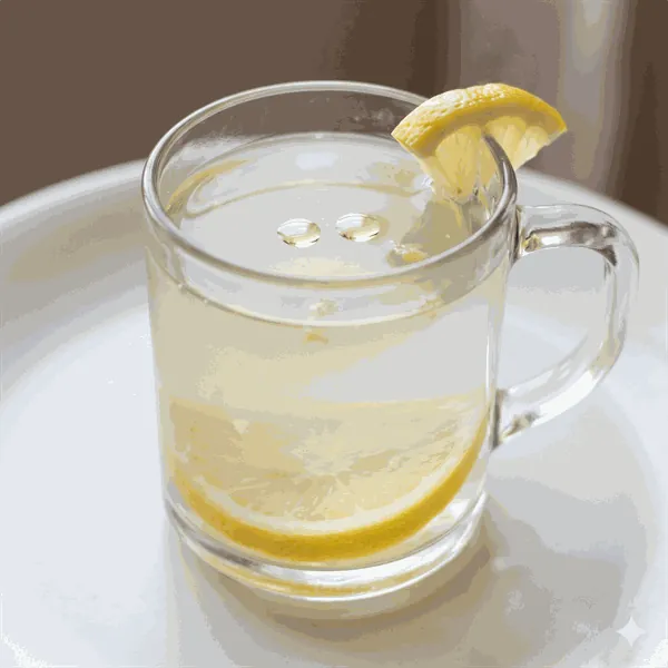 Warm lemon water with food-grade lemon oil drops